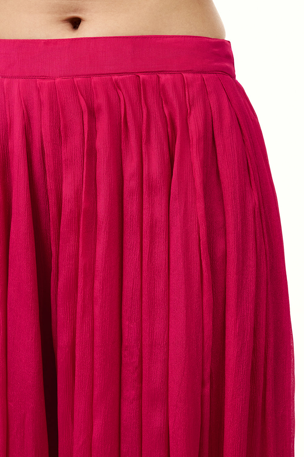 Rani Pink Chinon Palazzo Set with Cape and Handwork
