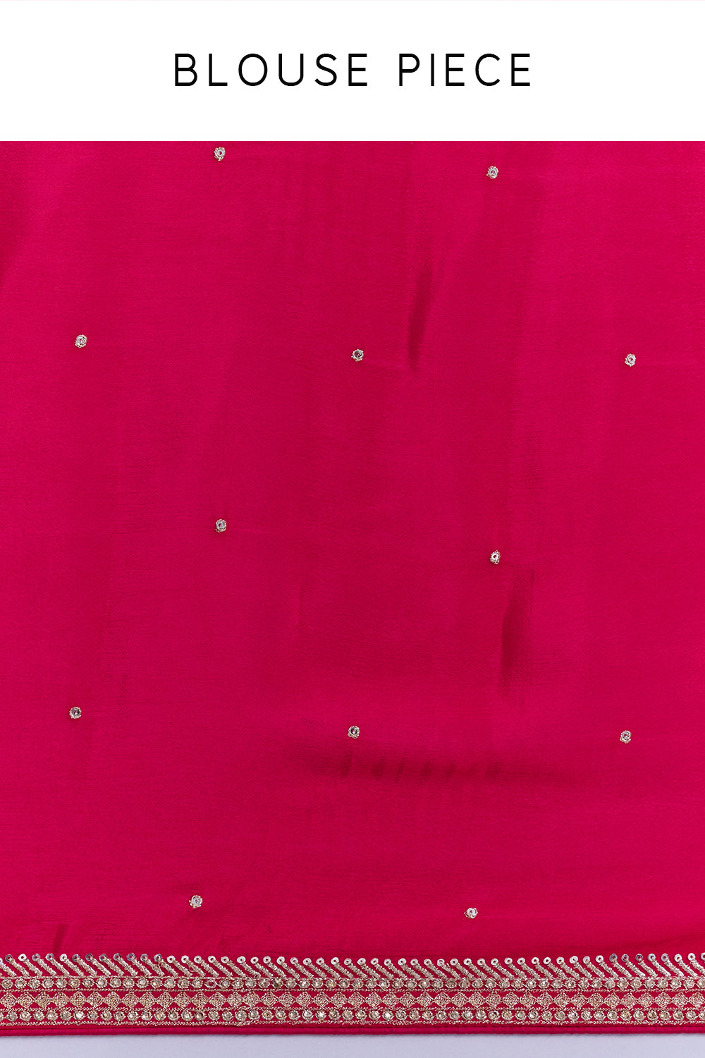 Rani Pink Crepe Saree with Butti Work And Stitched Blouse