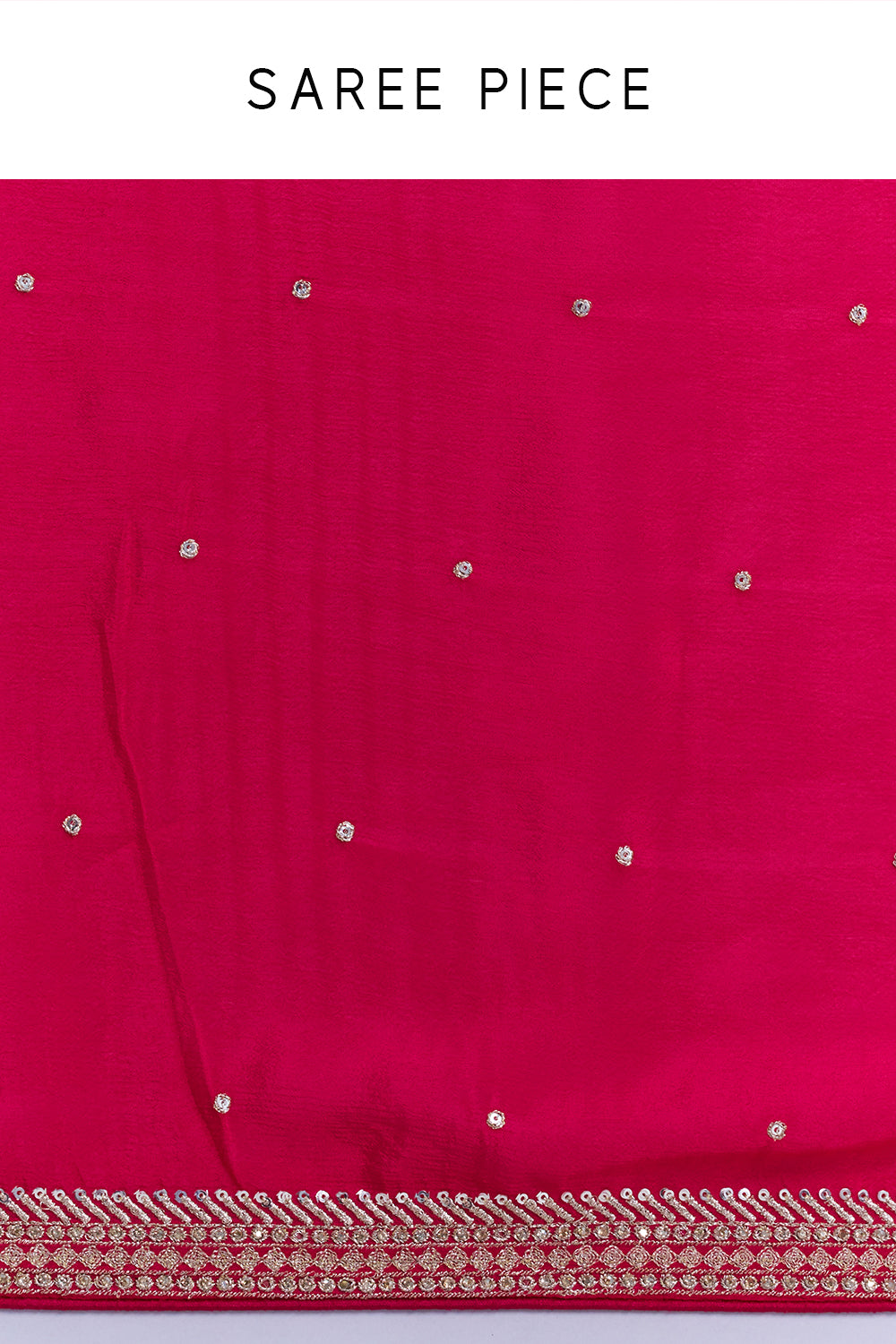 Rani Pink Crepe Saree with Butti Work And Stitched Blouse