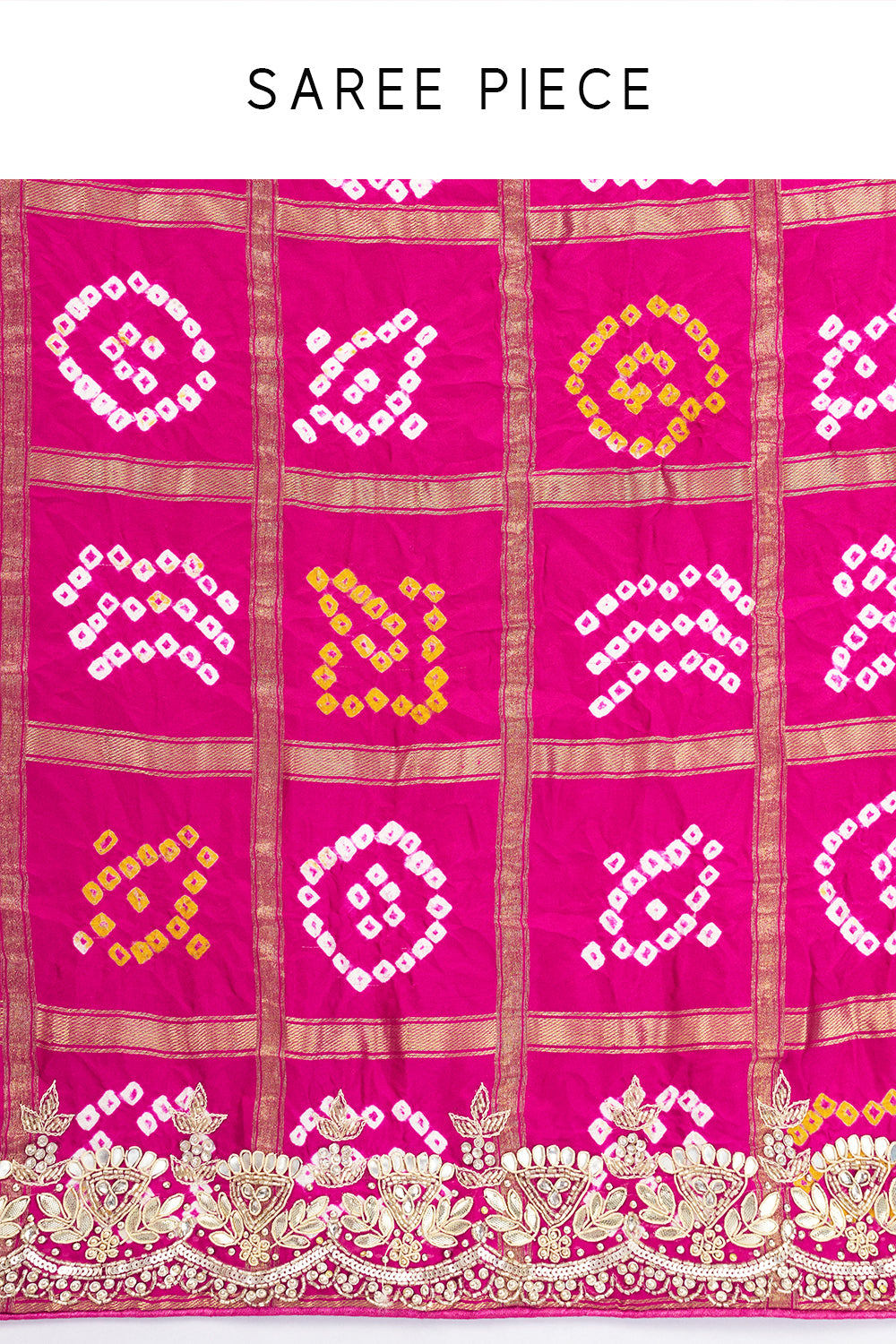Rani Pink Pure Bandhani Saree with Zardosi Work