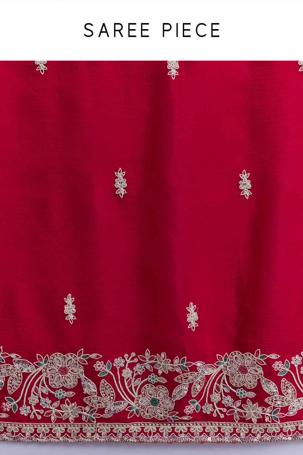 Rani Pink Pure Chiffon Saree with Aari Embroidery And Stitched Blouse