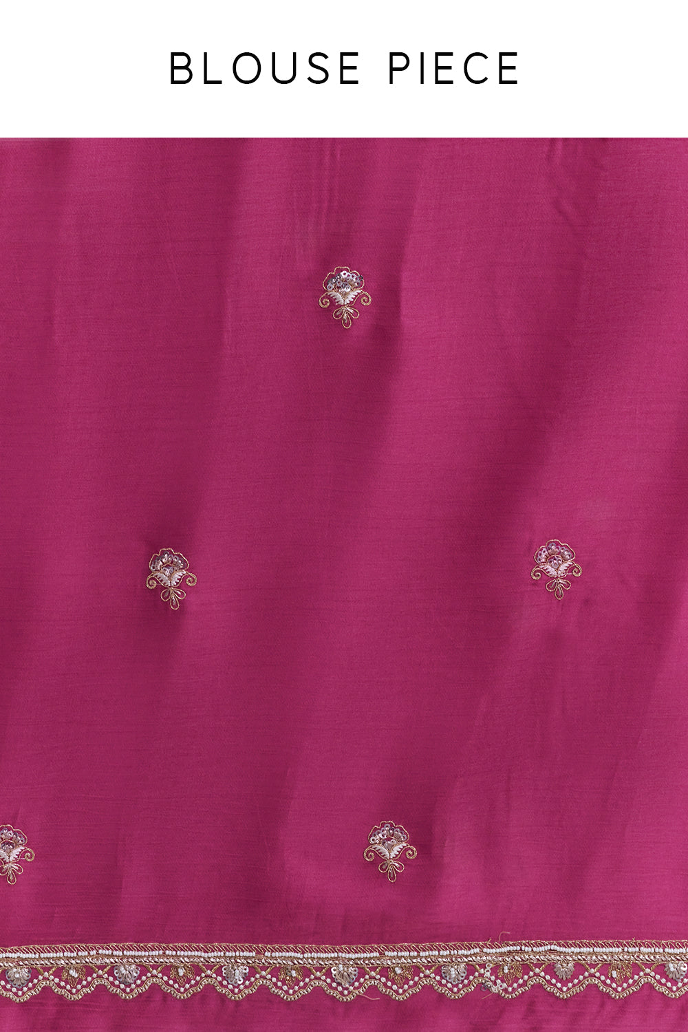 Rani Pink Pure Satin Saree with Zari Work And Stitched Blouse