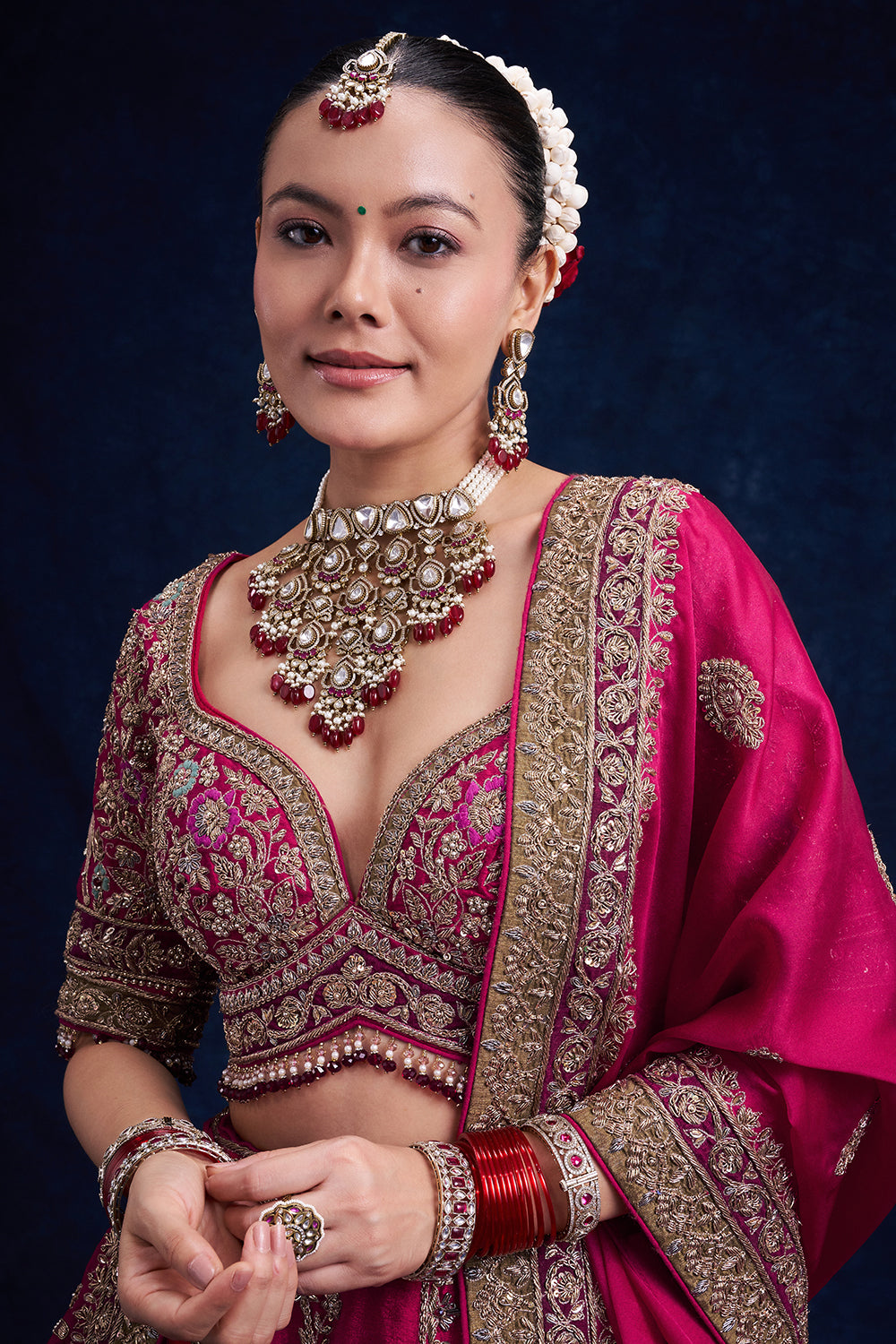 Rani Pink Raw Silk Bridal Lehenga with Regal Zardozi Work