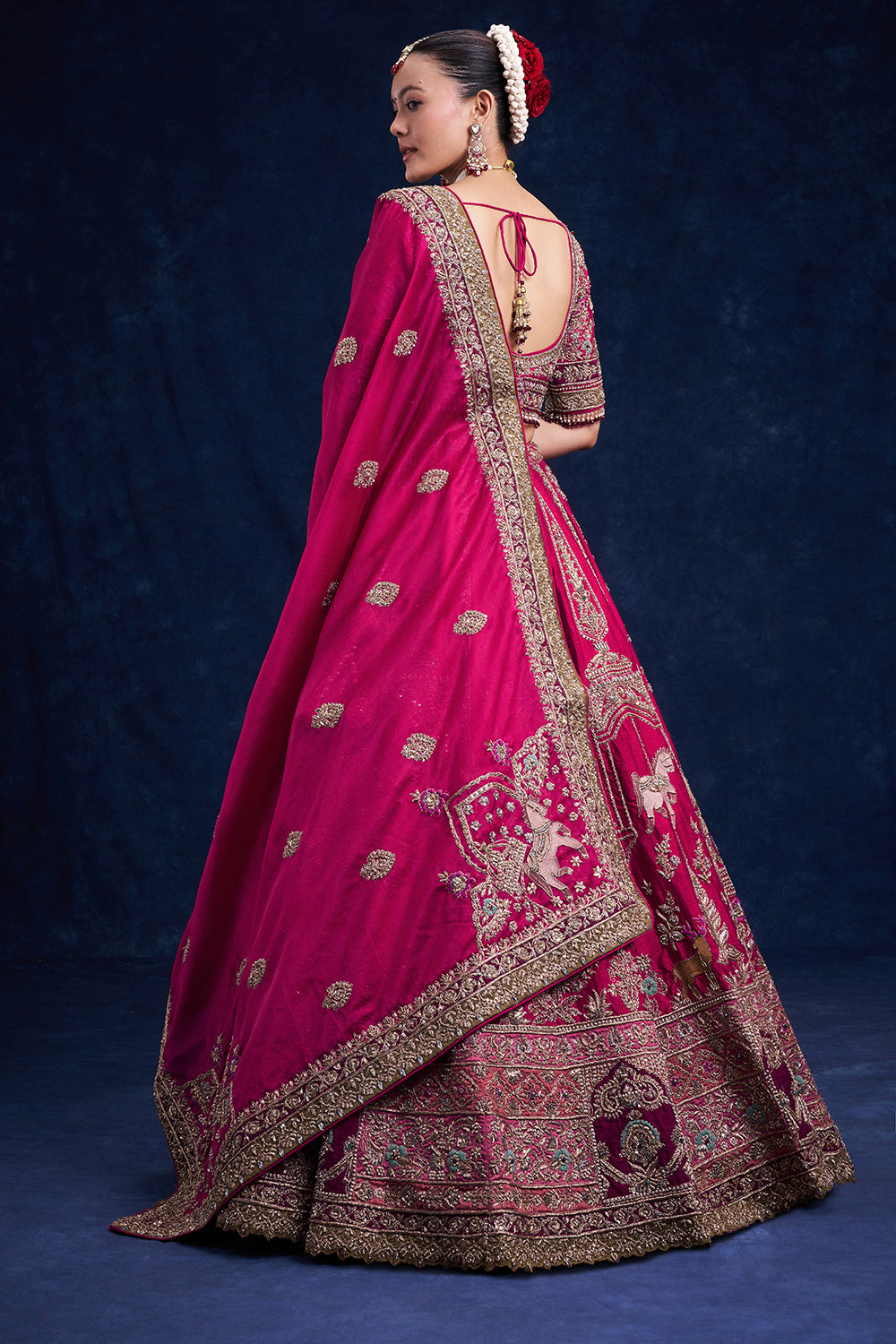 Rani Pink Raw Silk Bridal Lehenga with Regal Zardozi Work
