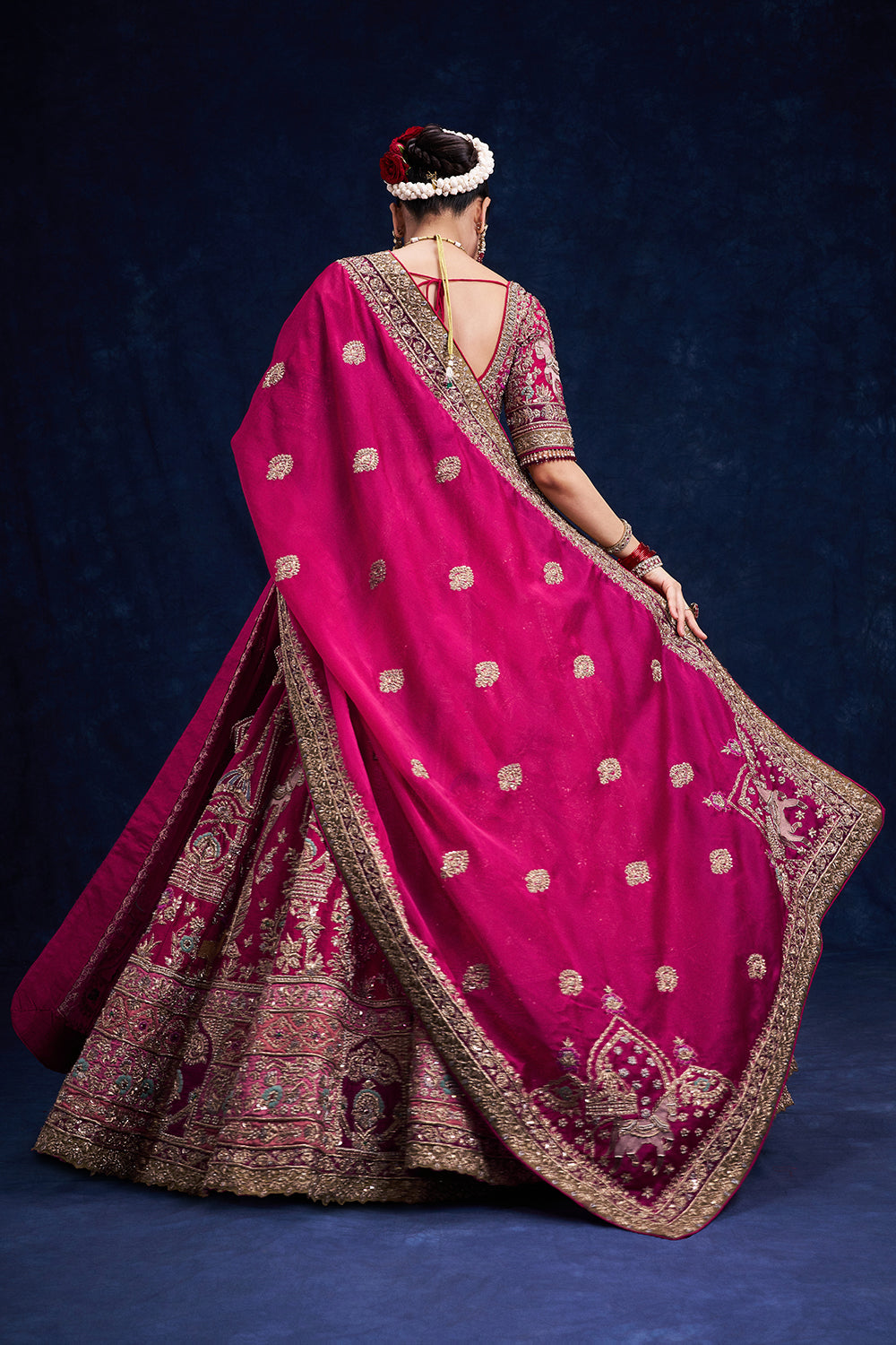 Rani Pink Raw Silk Bridal Lehenga with Regal Zardozi Work