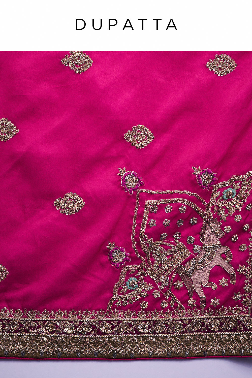 Rani Pink Raw Silk Bridal Lehenga with Regal Zardozi Work