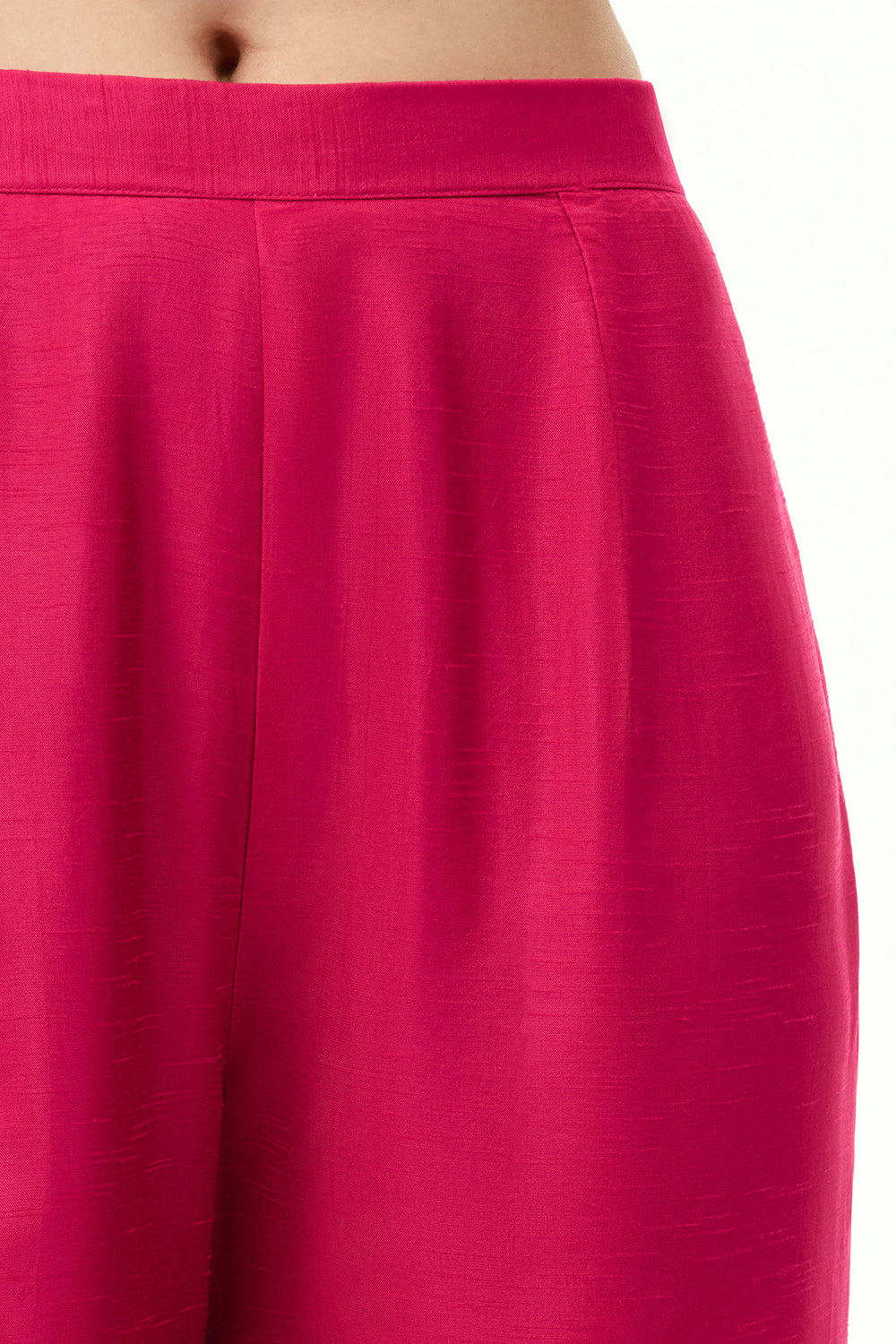 Rani Pink Raw Silk Palazzo Set with Cutdana and Moti Work