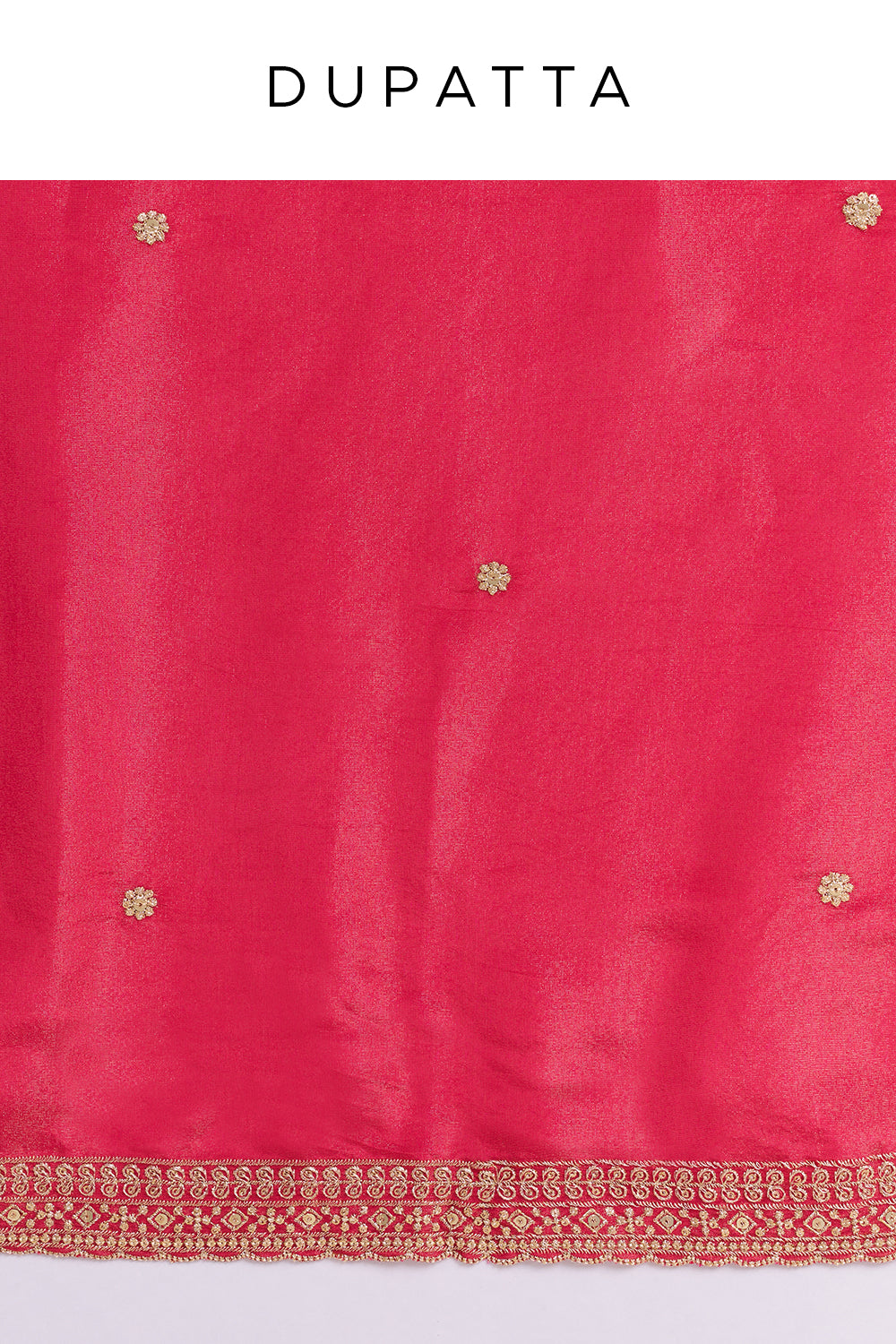 Rani Pink Shimmer Tissue Kurta Set with Zari Embroidery