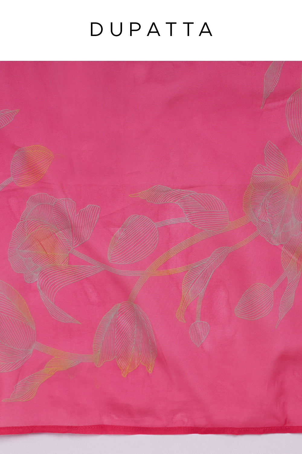 Rani Pink Silk Blend Straight Kurta Set with Resham Work