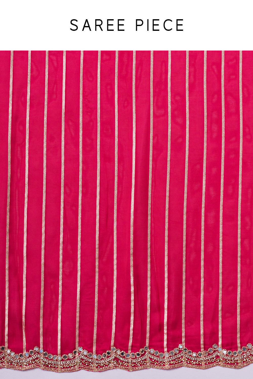 Rani Pink Silk Woven Saree with Mirror and Cutdana Work