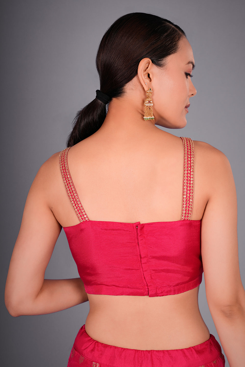 Rani Pink Suit with Embroidered Bustier and Leheriya Cape