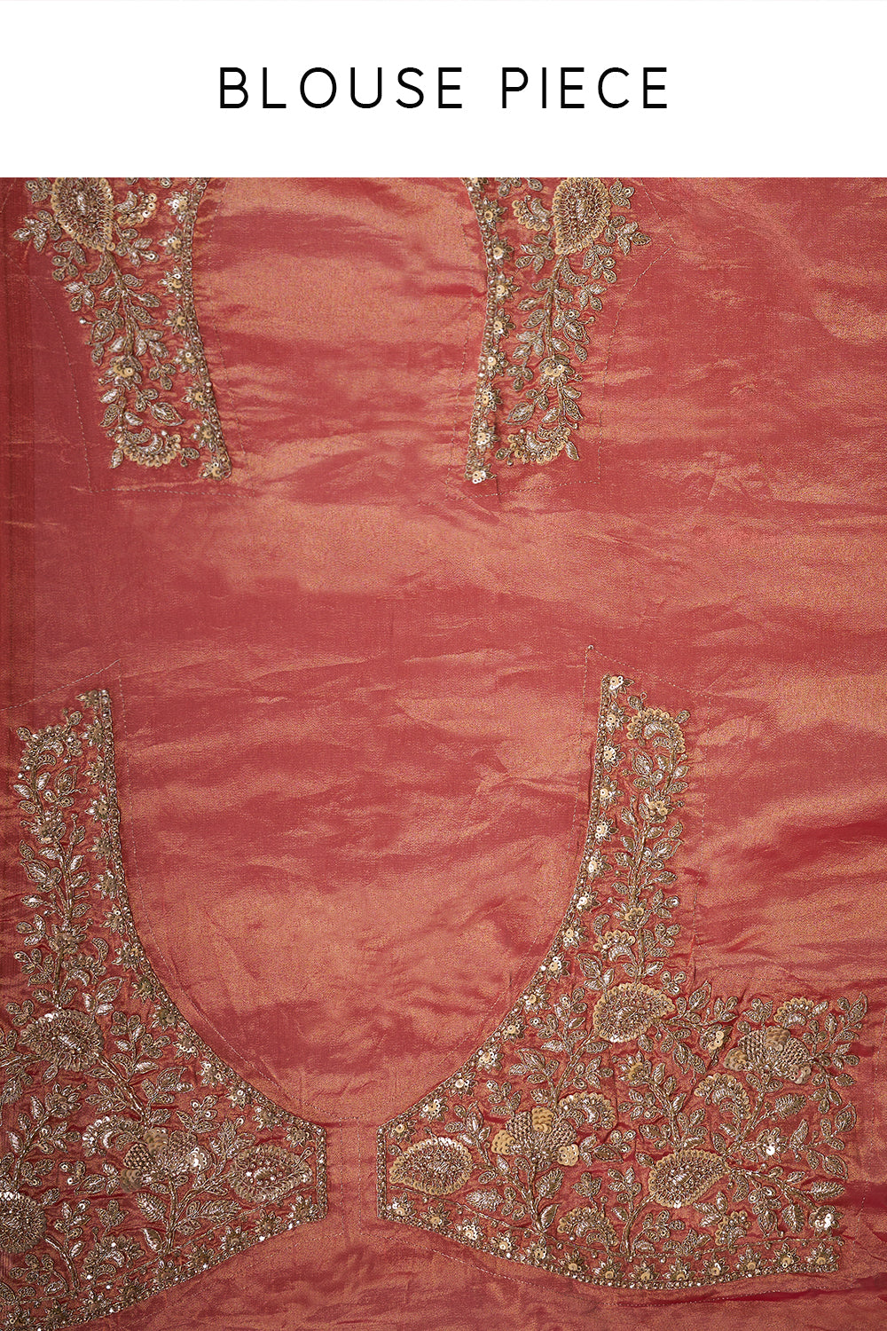 Rani Red and Antique Gold Banarasi Saree with Zardozi Work and Unstitched Blouse