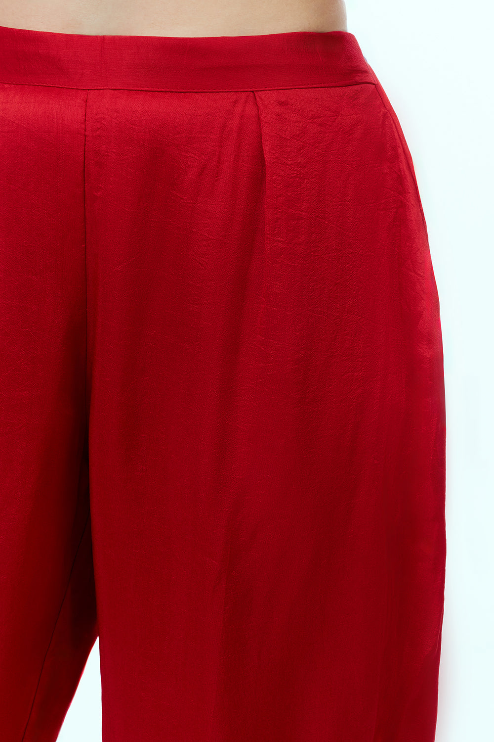 Red Art Silk Suit Set with Zardosi Work