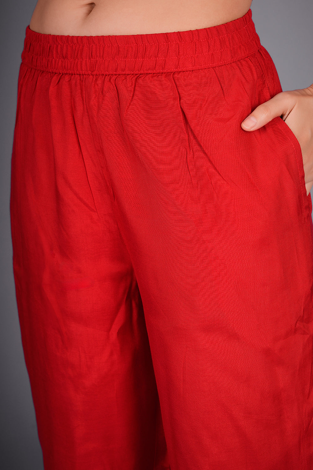 Red Banarasi Kurta Set with Floral Dupatta