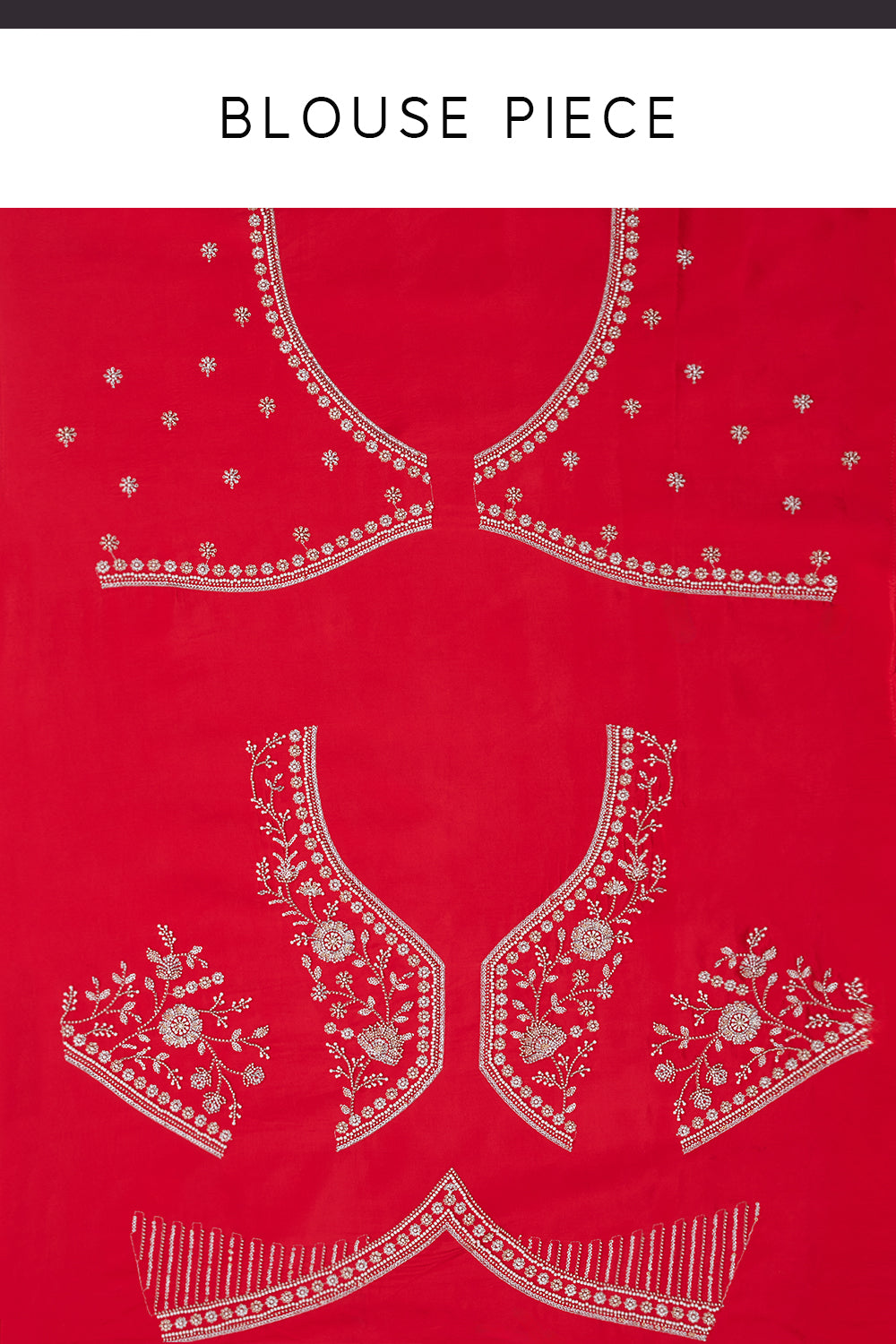 Red Crepe Silk Saree with Cutdana Work