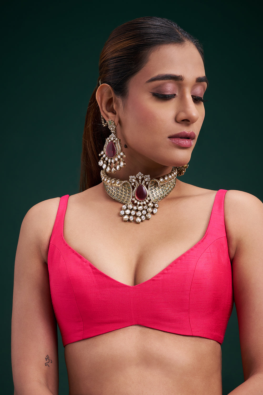 Red Dola Silk Leheriya Print Saree with Unstitched Blouse