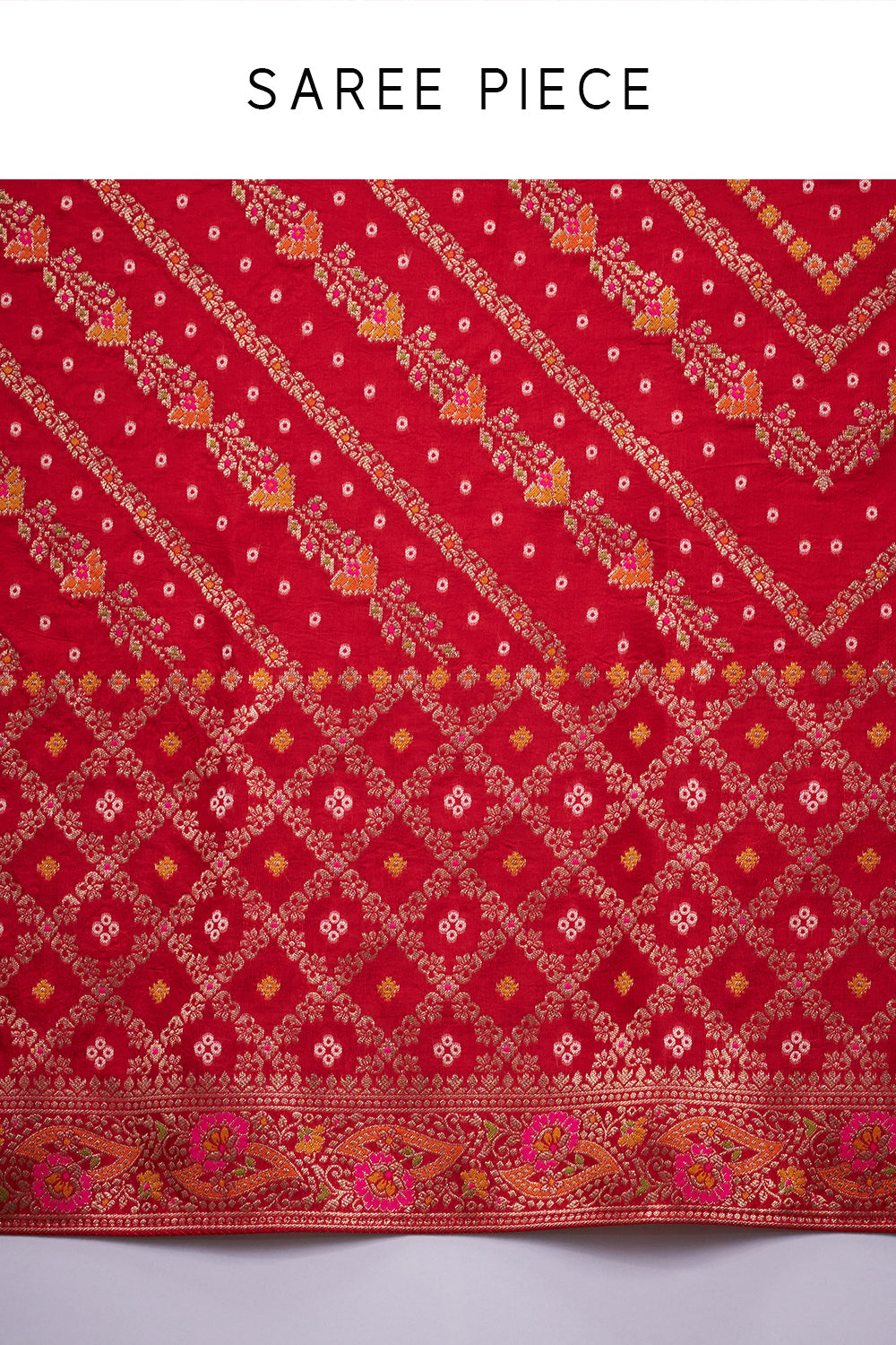 Red Dola Silk Patola Print Saree with Unstitched Blouse