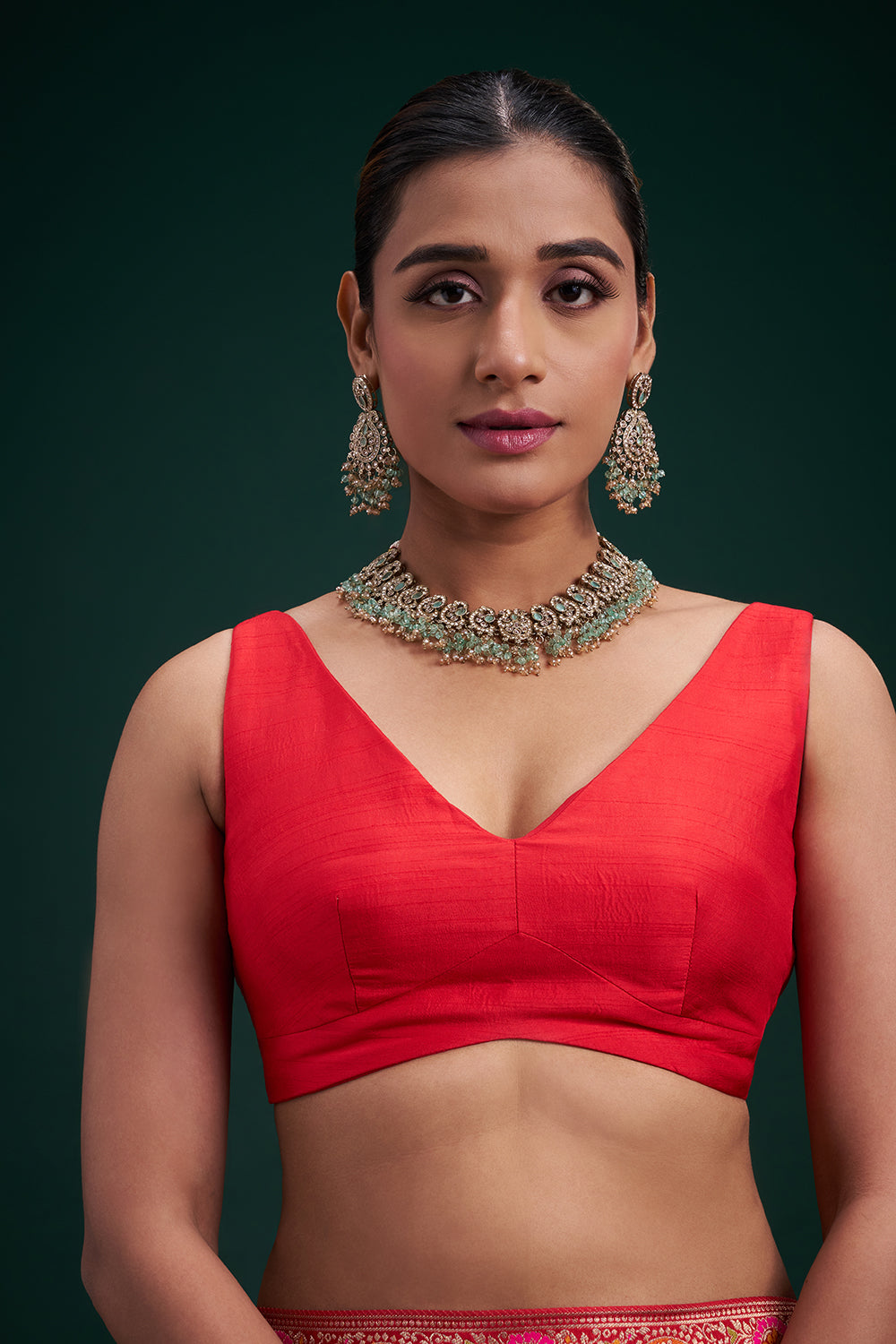 Red Dola Silk Patola Print Saree with Unstitched Blouse