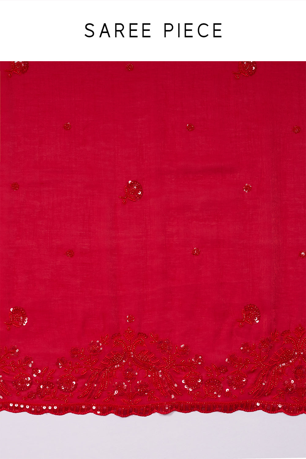 Red Embroidered Jimmy Choo Shimmer Saree with Sequin, Pearl & Resham Hand Work