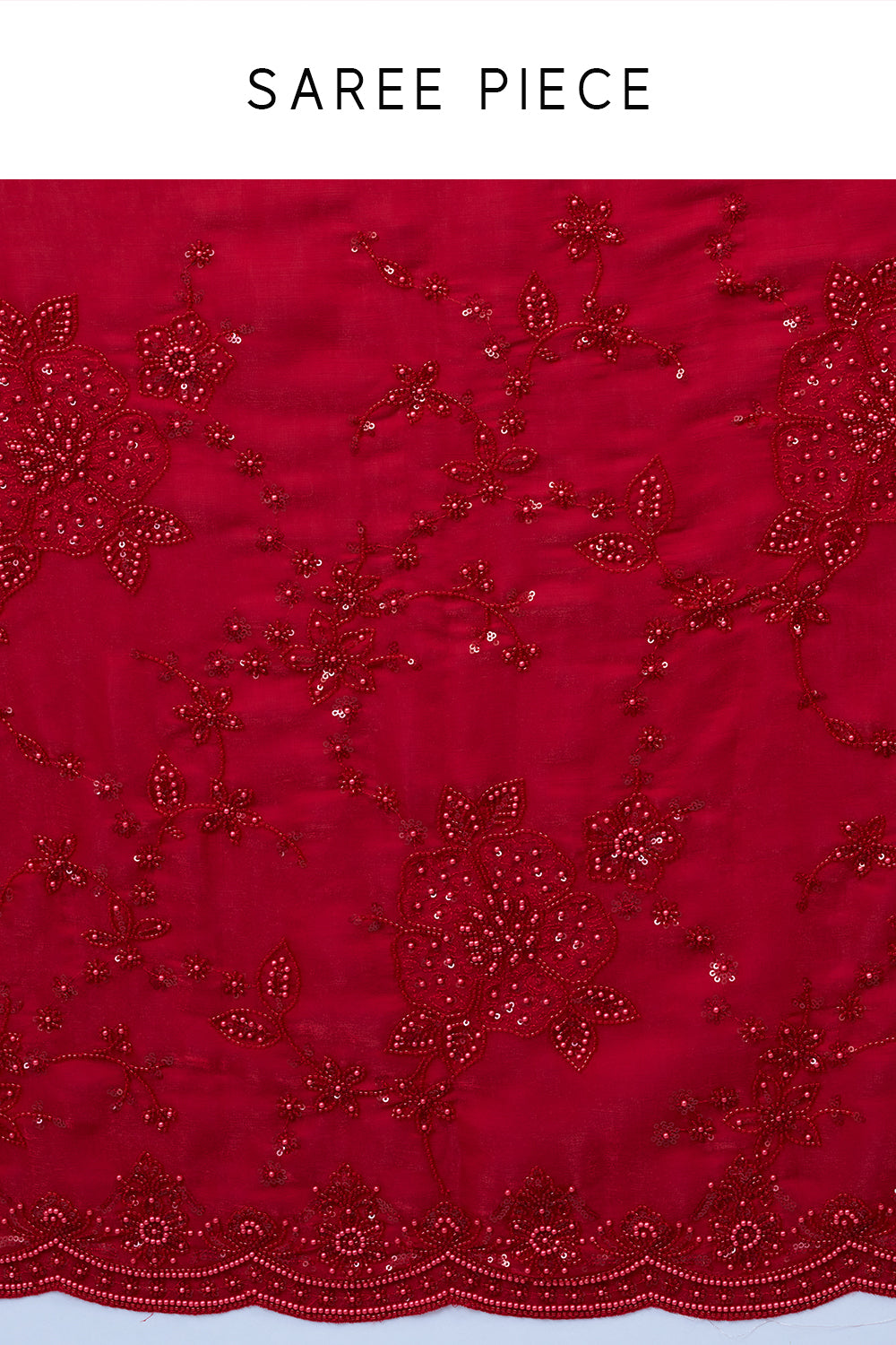 Red Jimmy Choo Saree with Thread Work