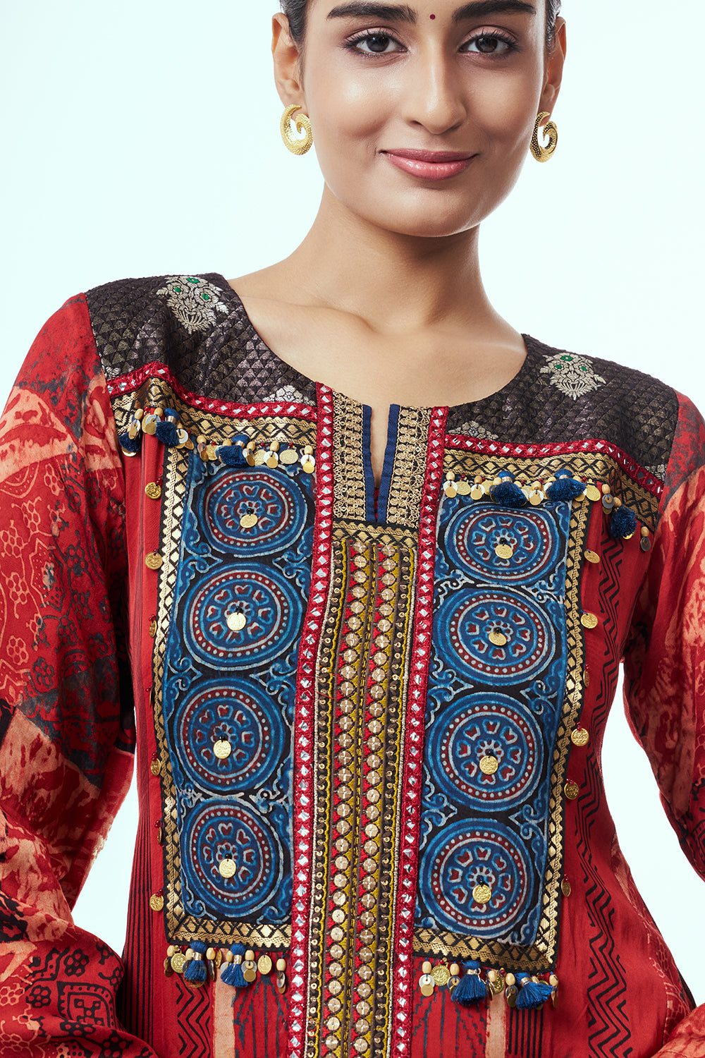 Red Modal Indo Western with Thread Work