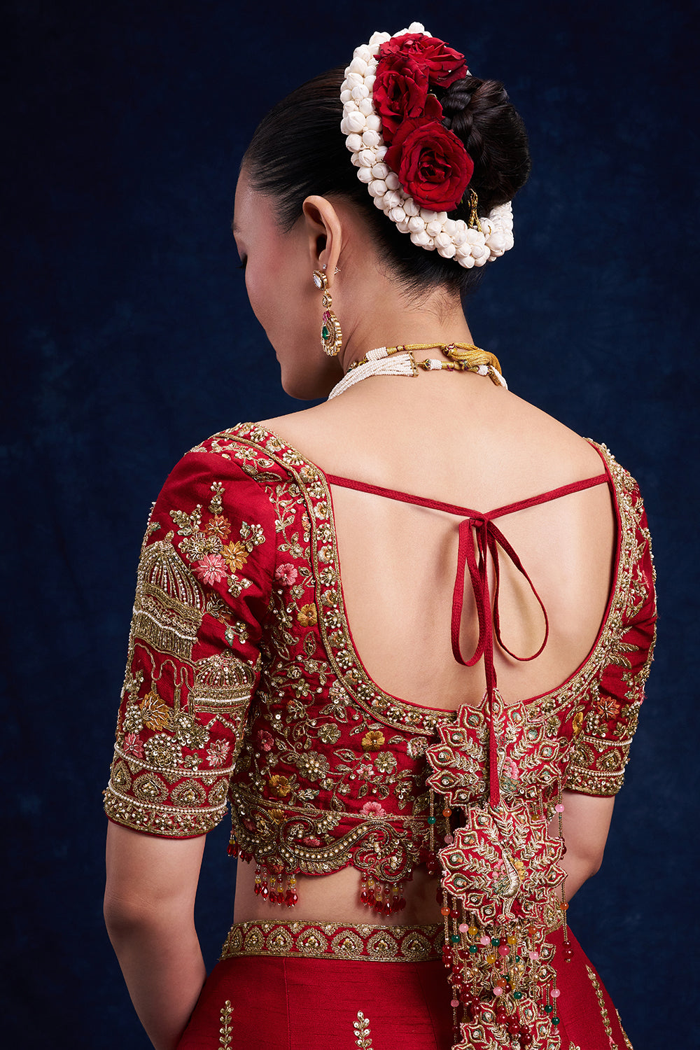 Red Raw Silk Bridal Lehenga with Cutdana and Sequin Details