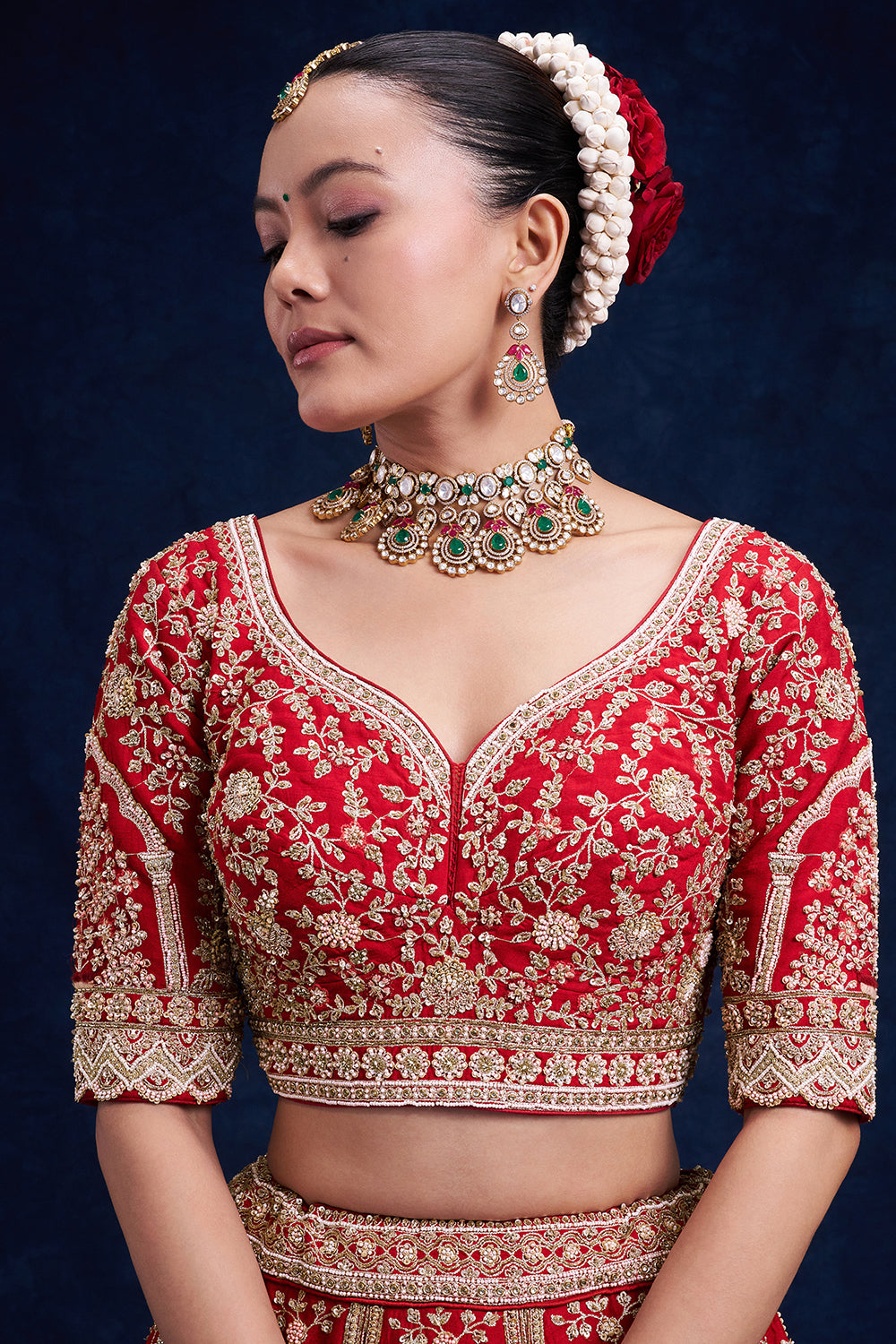 Red Raw Silk Bridal Lehenga with Heritage Motif Details