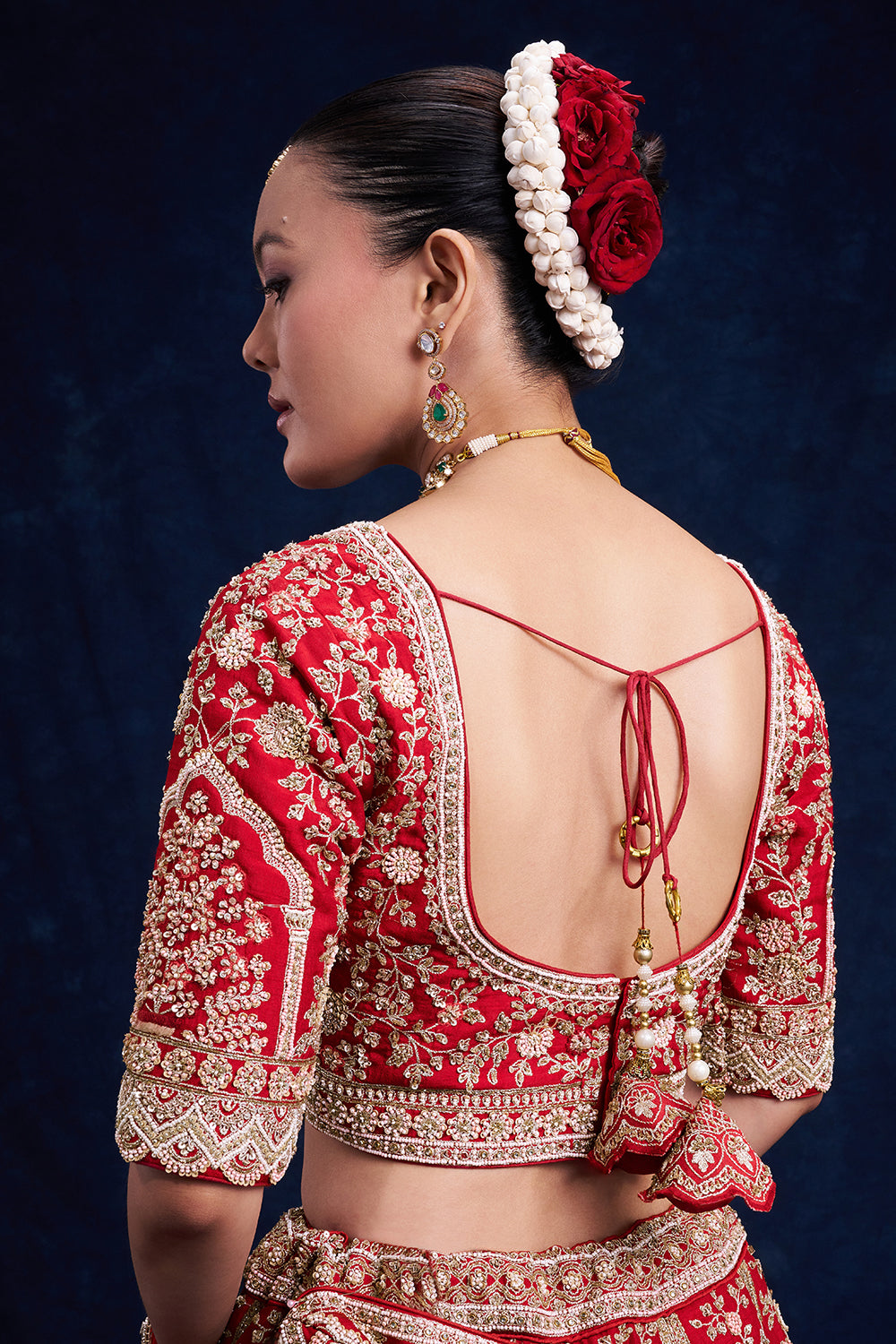Red Raw Silk Bridal Lehenga with Heritage Motif Details