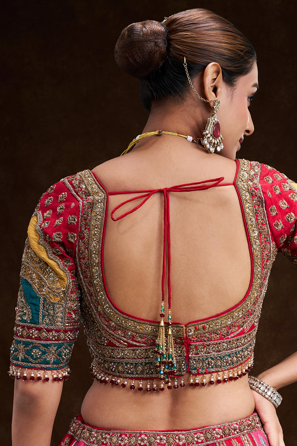 Red Raw Silk Bridal Lehenga with Multi-colour Zardozi Heritage Embroidery