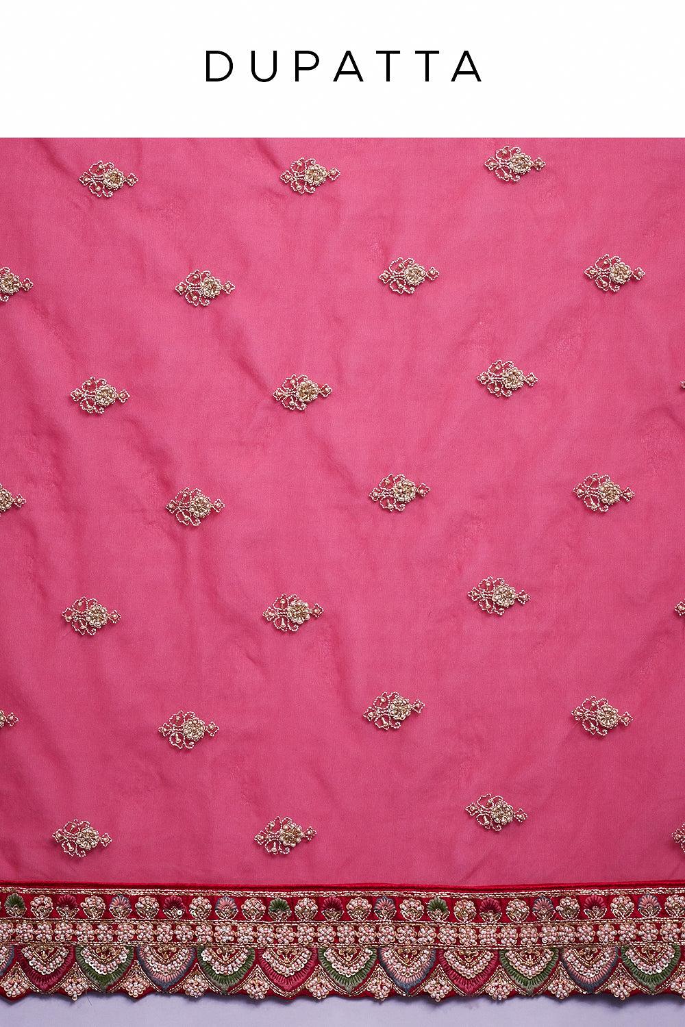 Red Raw Silk Bridal Lehenga with Pearl and Cutdana Work