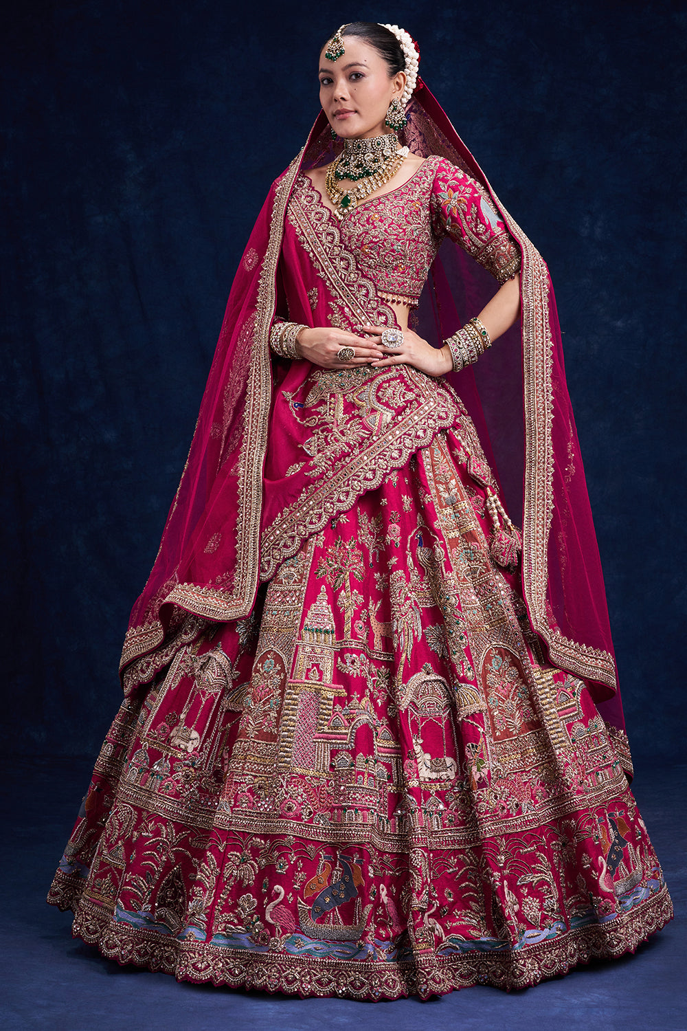 Red Raw Silk Bridal Lehenga with Pearl Cutdana and Sequins Work