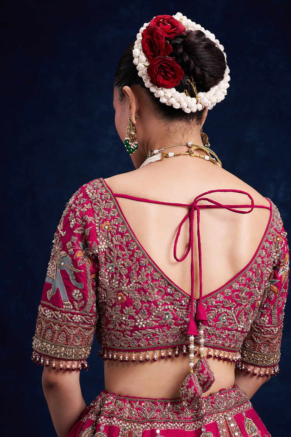 Red Raw Silk Bridal Lehenga with Pearl Cutdana and Sequins Work