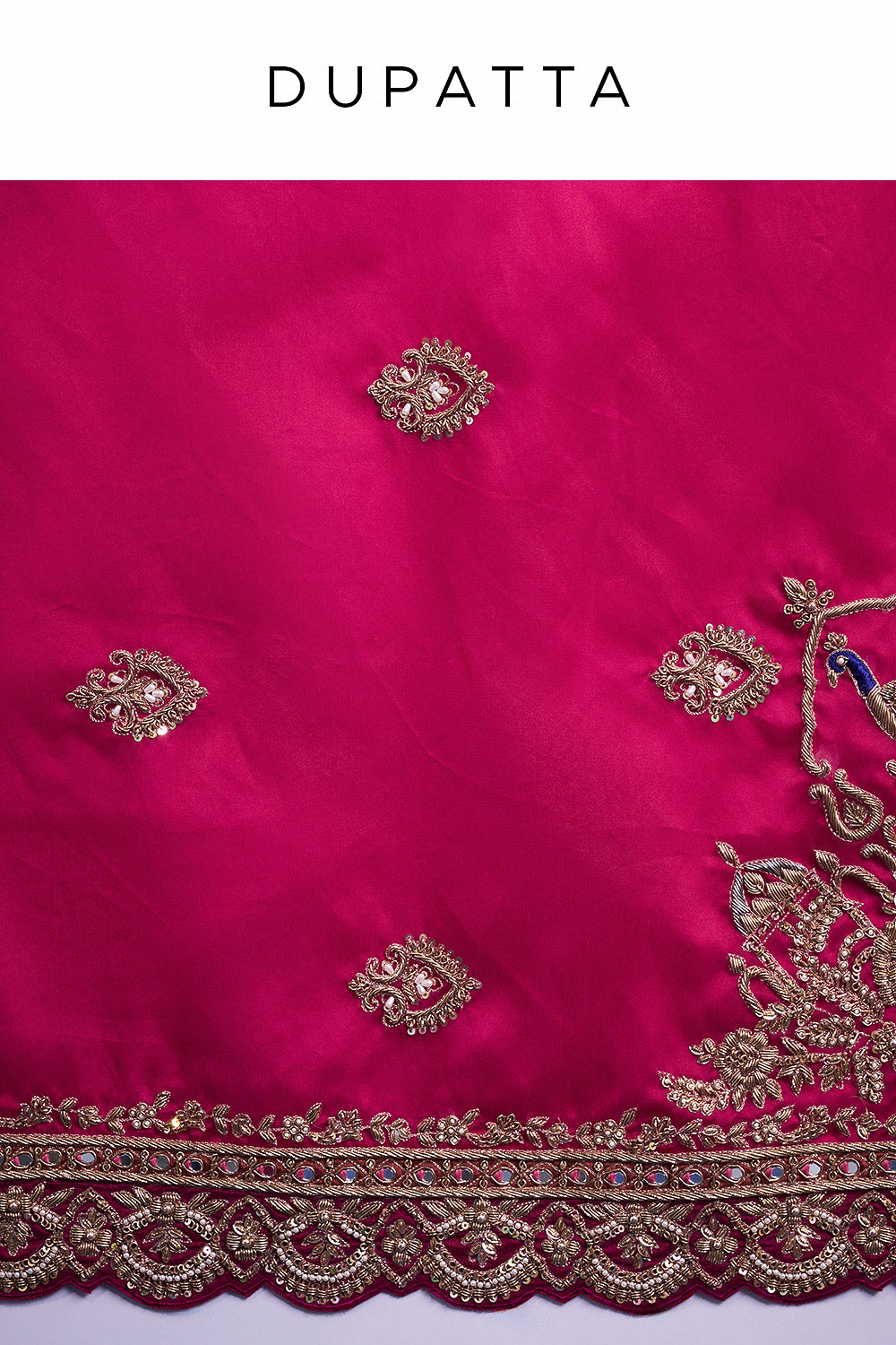 Red Raw Silk Bridal Lehenga with Pearl Cutdana and Sequins Work