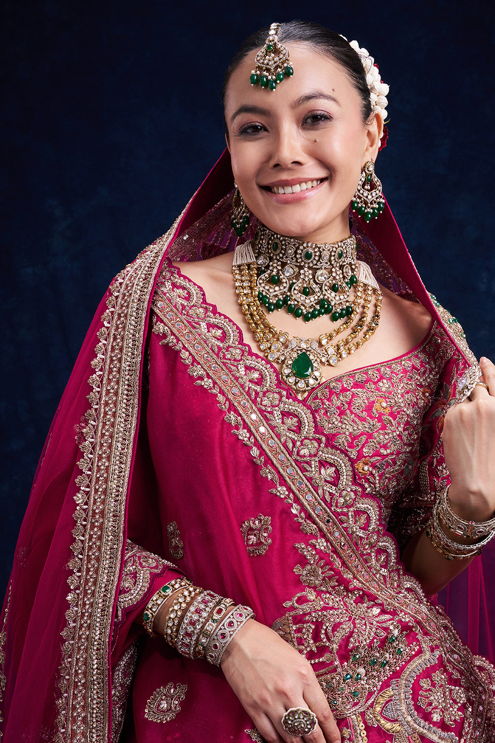 Red Raw Silk Bridal Lehenga with Pearl Cutdana and Sequins Work