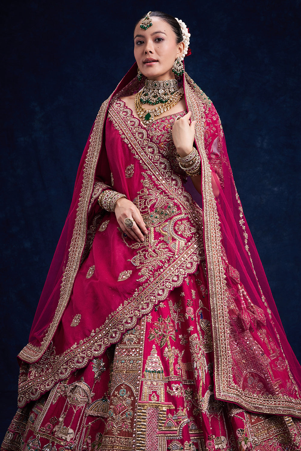 Red Raw Silk Bridal Lehenga with Pearl Cutdana and Sequins Work