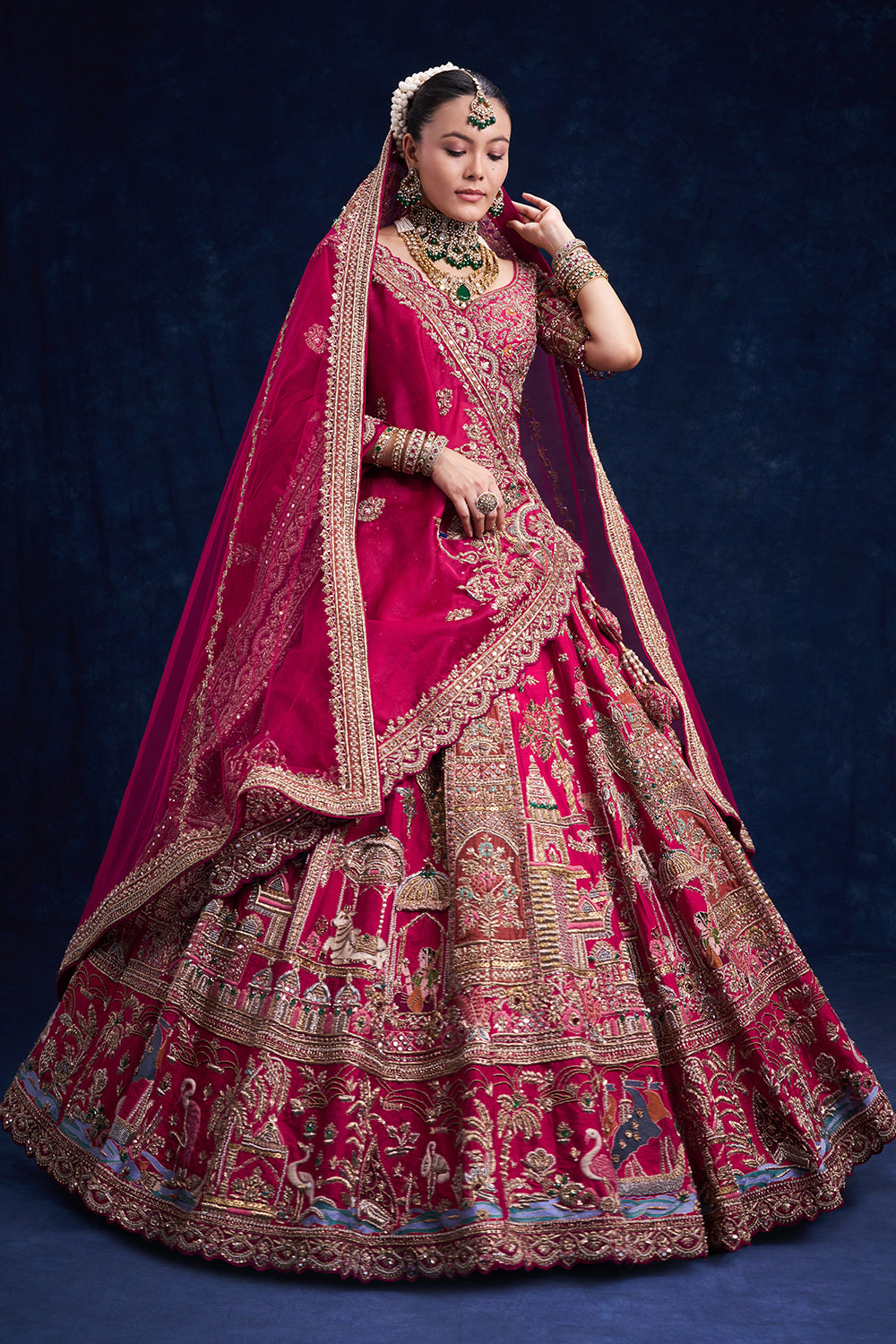 Red Raw Silk Bridal Lehenga with Pearl Cutdana and Sequins Work
