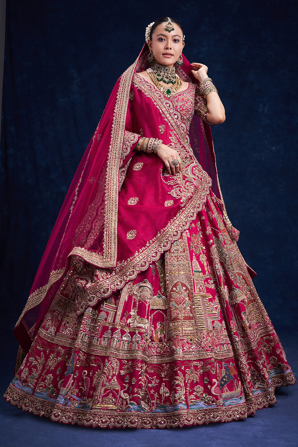 Red Raw Silk Bridal Lehenga with Pearl Cutdana and Sequins Work