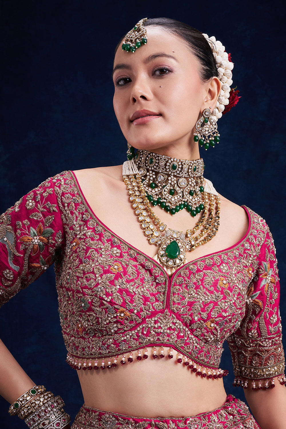 Red Raw Silk Bridal Lehenga with Pearl Cutdana and Sequins Work