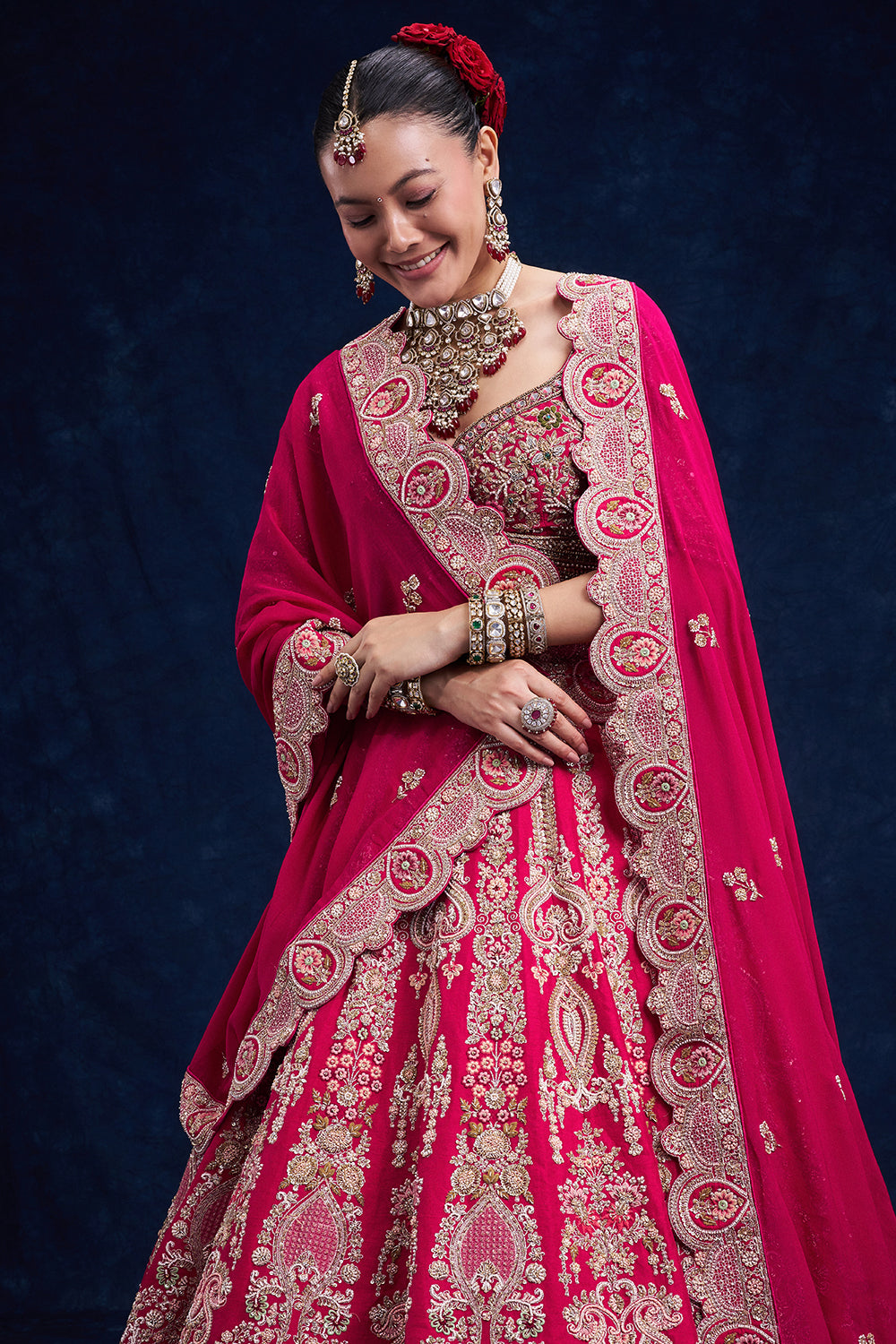 Red Raw Silk Bridal Lehenga with Regal Resham Work