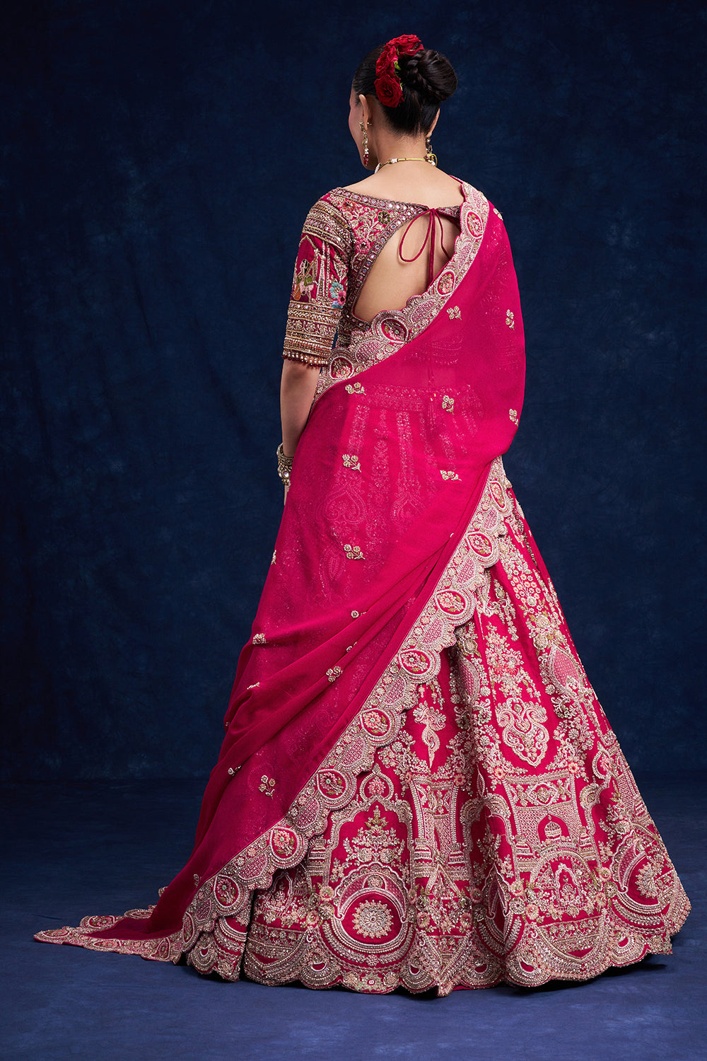 Red Raw Silk Bridal Lehenga with Regal Resham Work