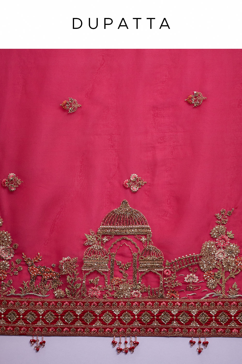 Red Raw Silk Bridal Lehenga with Sequins and Resham Work