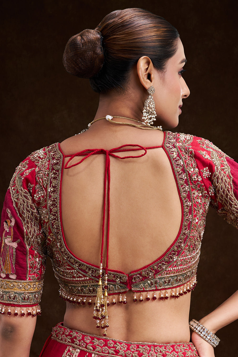 Red Raw Silk Bridal Lehenga with Zardozi Heritage Motifs