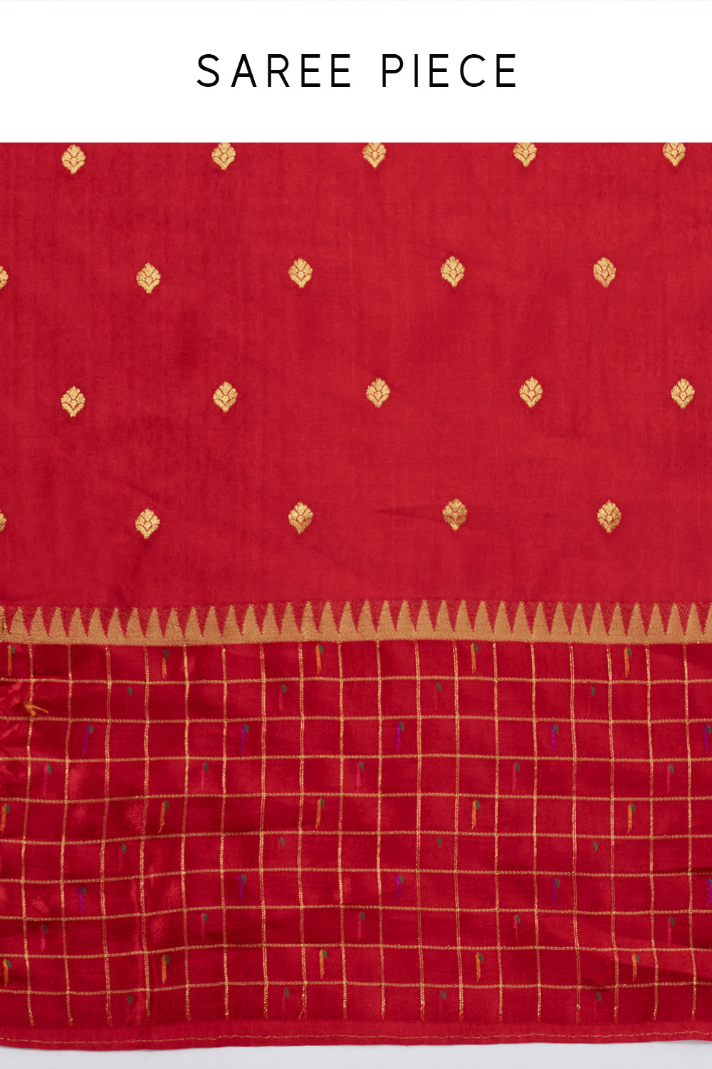 Red Satin Silk Saree with Zari Work