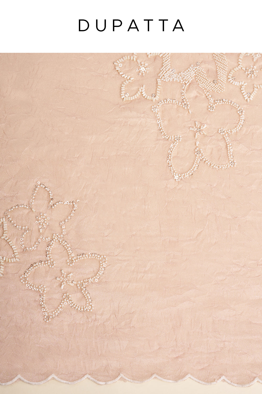 Rose Gold Cutdana & Moti Embroidered Unstitched Suit Set