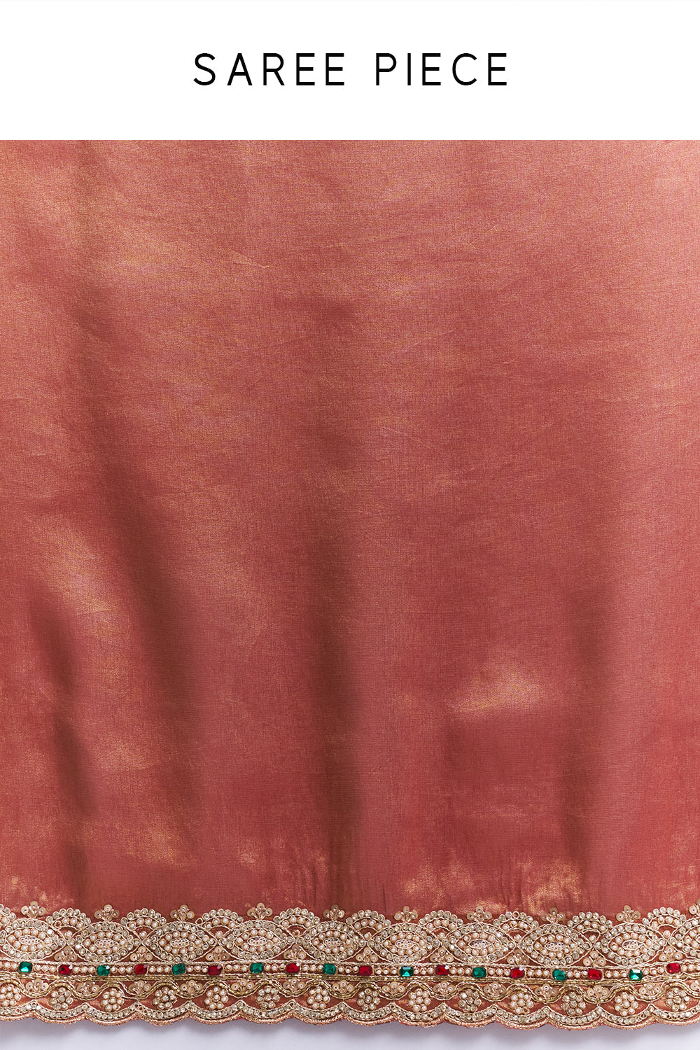 Rose Gold Embellished Border Saree and Stitched Blouse