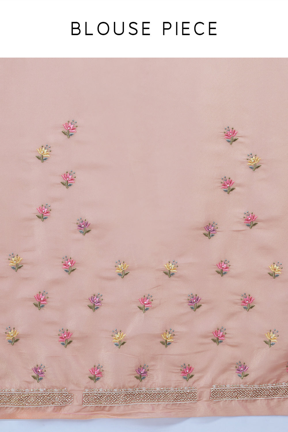 Rose Gold Organza Saree with Thread Work
