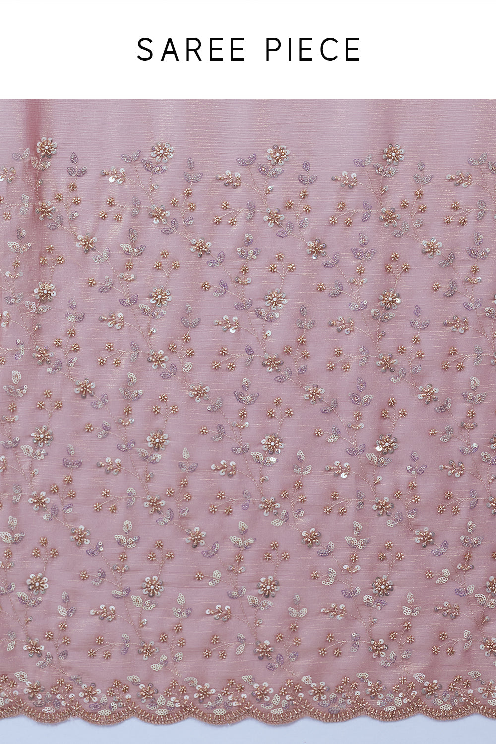 Rose Gold Shimmer Crush Saree with Cutdana Work