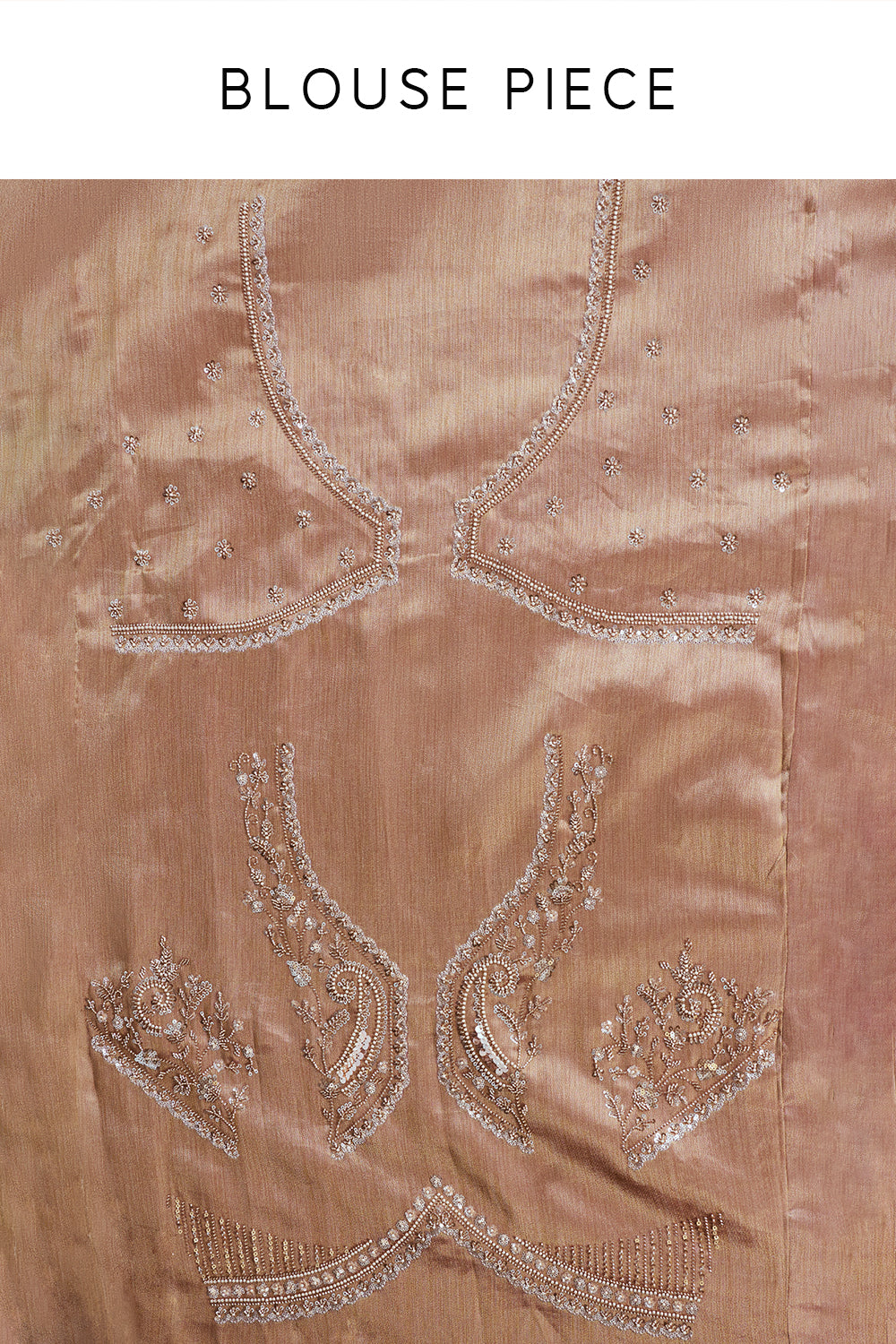 Rose Gold Tissue Silk Saree with Cutdana Work