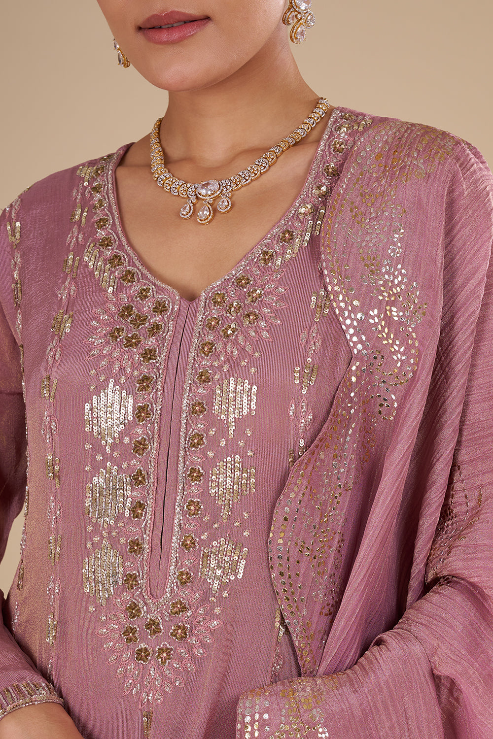 Rose Mauve Silk Blend Kurta Set