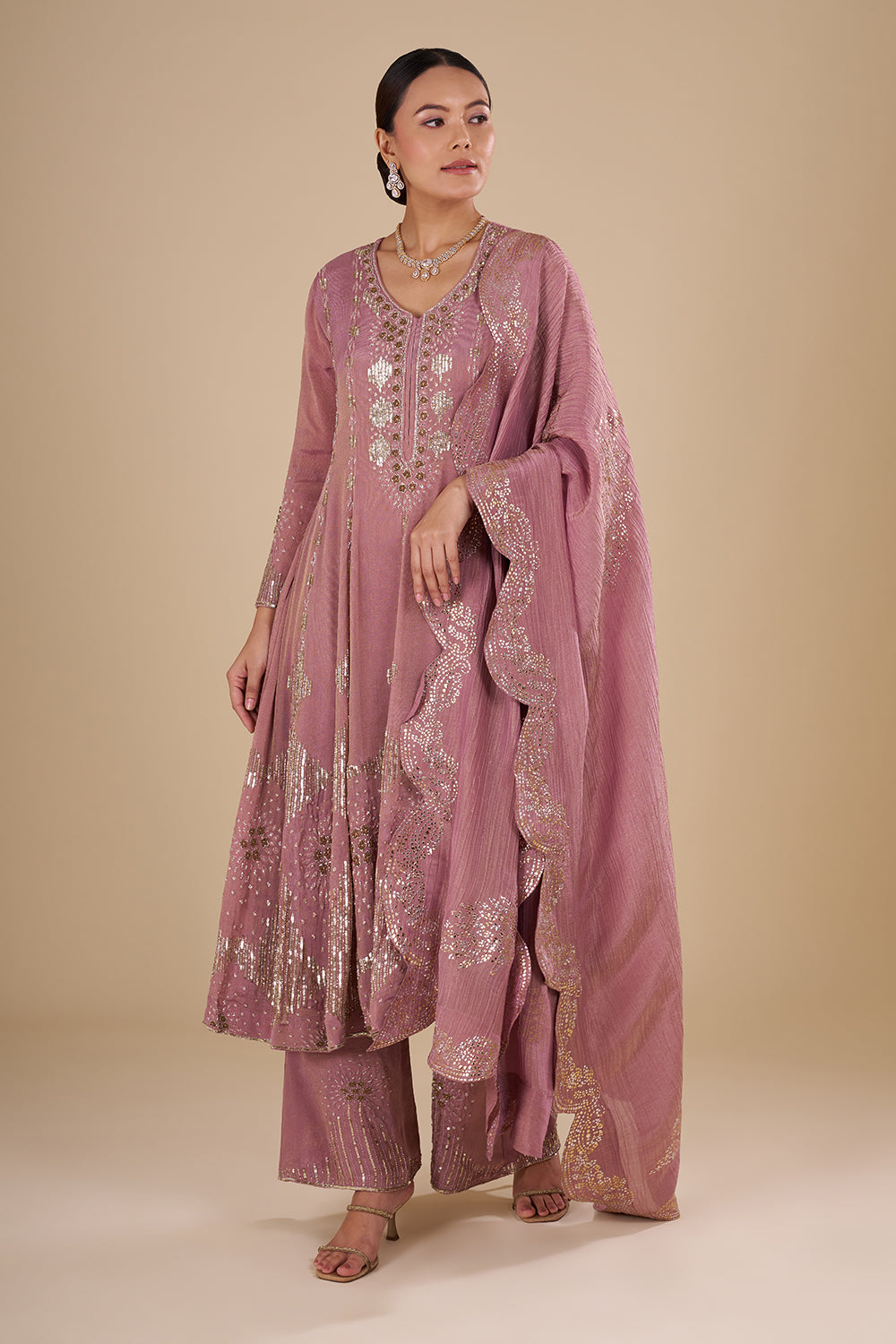 Rose Mauve Silk Blend Kurta Set